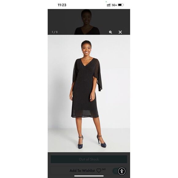 ModCloth Dress Size S Promised You Heaven Mesh Midi Shimmer Mesh Batwing Sleeves - Picture 3 of 9